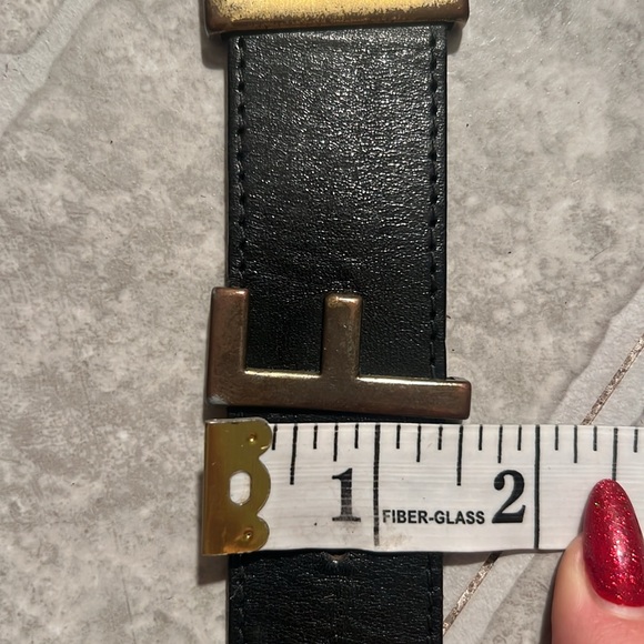 Fendi Vintage black Monogram Belt metal logo letters small leather unisex main image 5